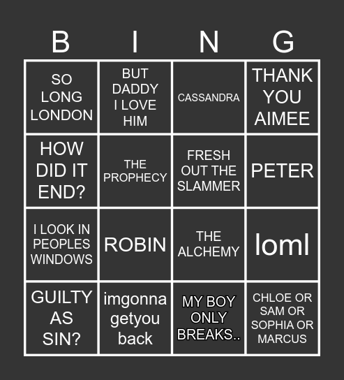 CELEBRITY ARENA BINGO Card