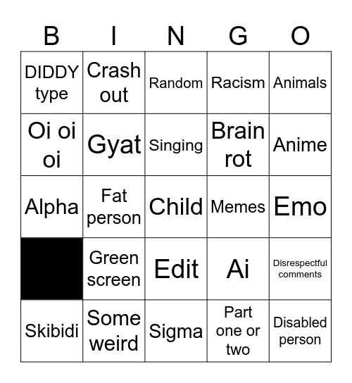 Insta reels Bingo Card