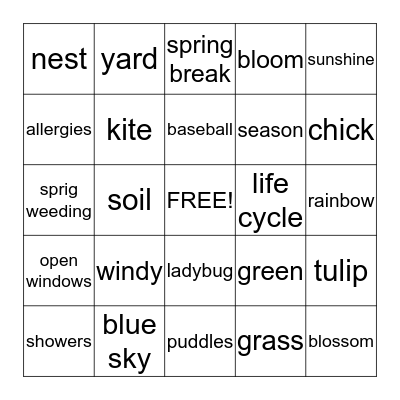 SPRING  BINGO     Bingo Card