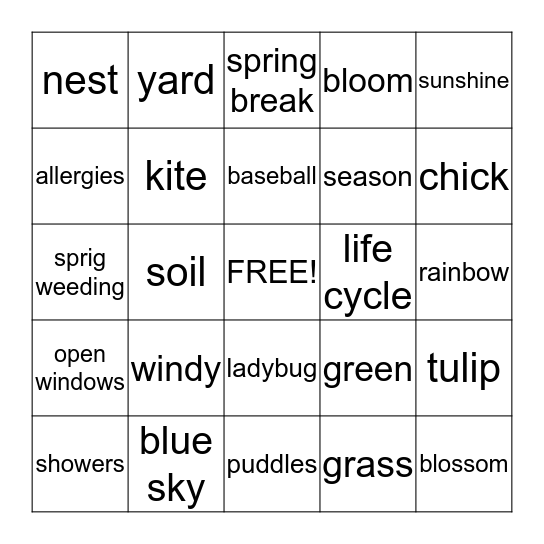 SPRING  BINGO     Bingo Card