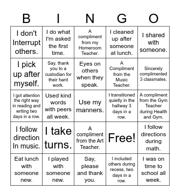 Respect Bingo Card