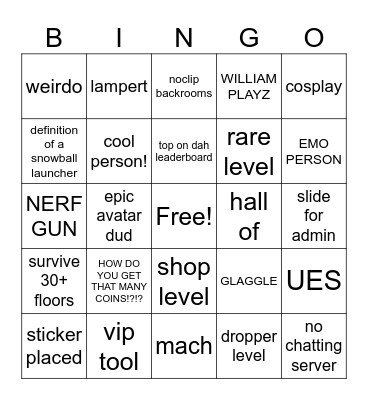 regretevator Bingo Card