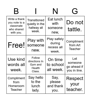 Respect Bingo Card