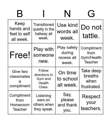 Respect Bingo Card