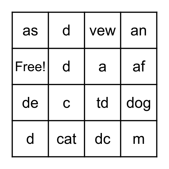 BINGO DICTATION Bingo Card