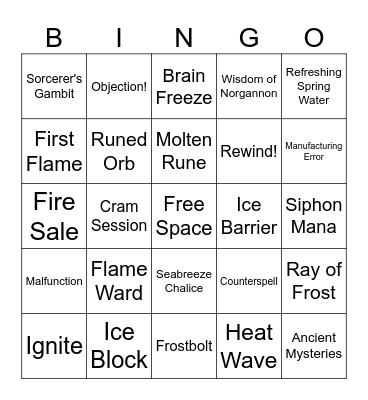 Hearthstone Wild Mage Bingo Card