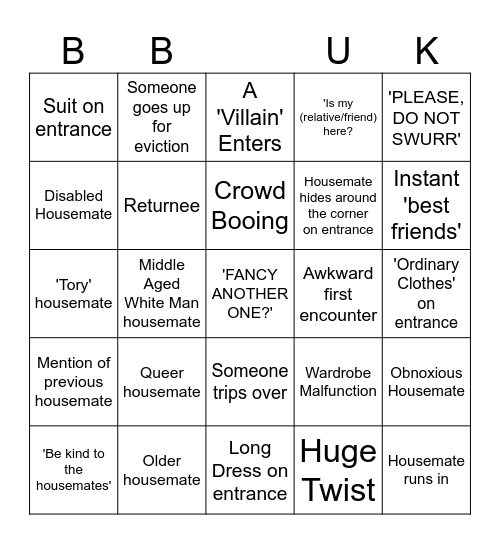 BBUK 2024 Live Launch bingo Card