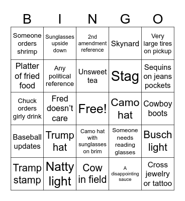 Bayou bingo Card
