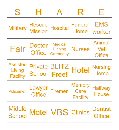 DISTRIBUTION - Traffic Lanes of Life Bingo Card