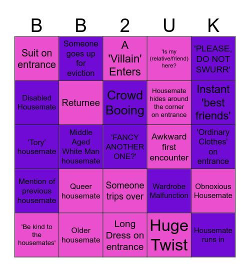 BBUK 2024 Live Launch bingo Card