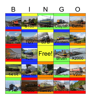 European Railway Bingo Card