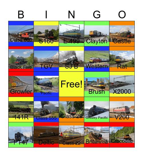 European Railway Bingo Card
