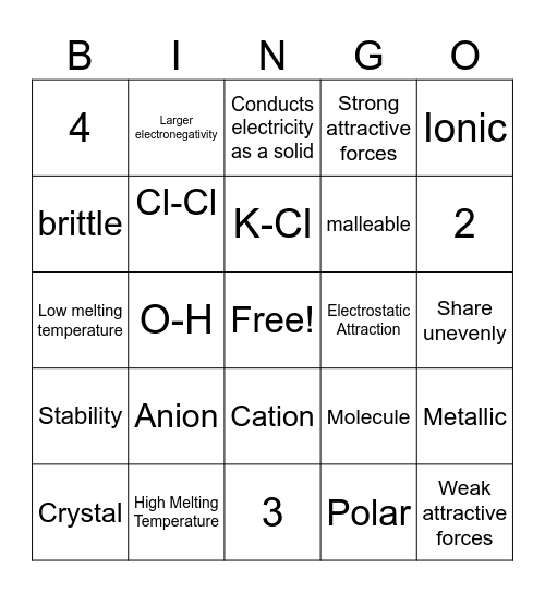 Bonding Bingo Card