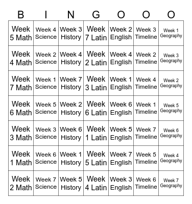 Weeks1-7 Bingo Card