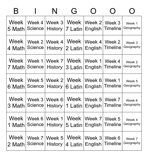 Weeks1-7 Bingo Card