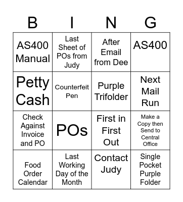 School Nutrition Bingo Card