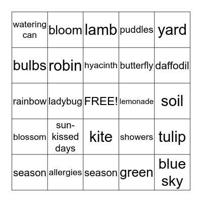 SPRING  BINGO     Bingo Card