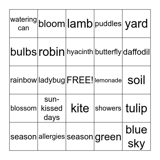 SPRING  BINGO     Bingo Card