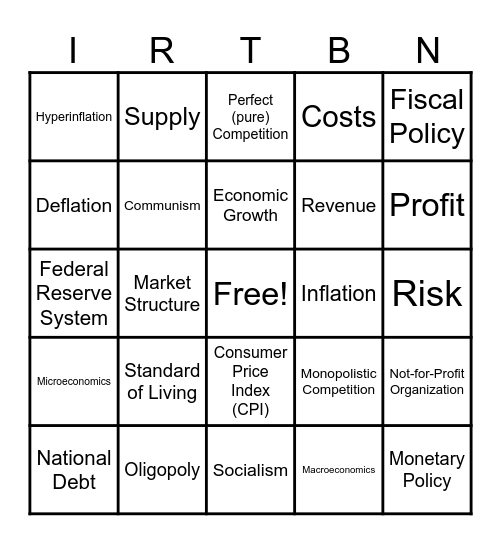 Intro to Business Vocan Bingo Card