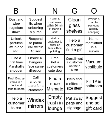 Customer service bingo Card