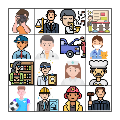 Occupations Bingo Card