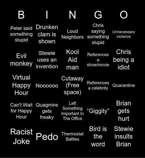 Work From Home Bingo! Bingo Card