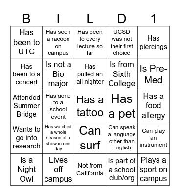 BILD 1 Icebreaker Bingo Card