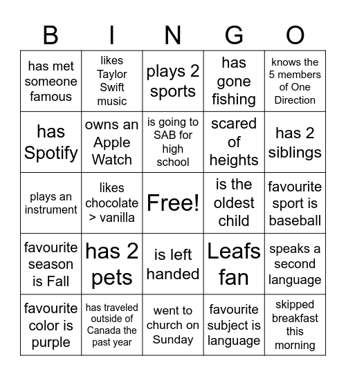 Untitled Bingo Card