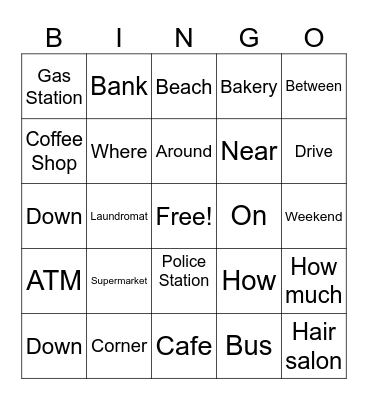 Around Town Bingo Card