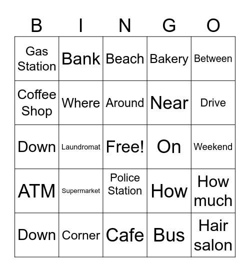 Around Town Bingo Card