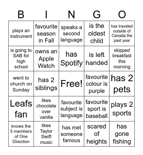 Untitled Bingo Card
