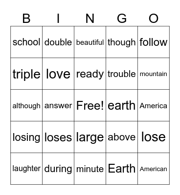 Step 6 HFW Bingo Card