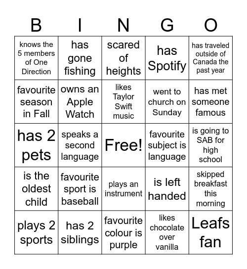 Untitled Bingo Card
