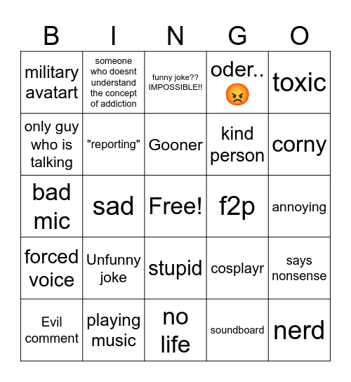 Roblox Bingo Card