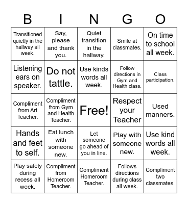 Respect Bingo 3rd Grade Bingo Card
