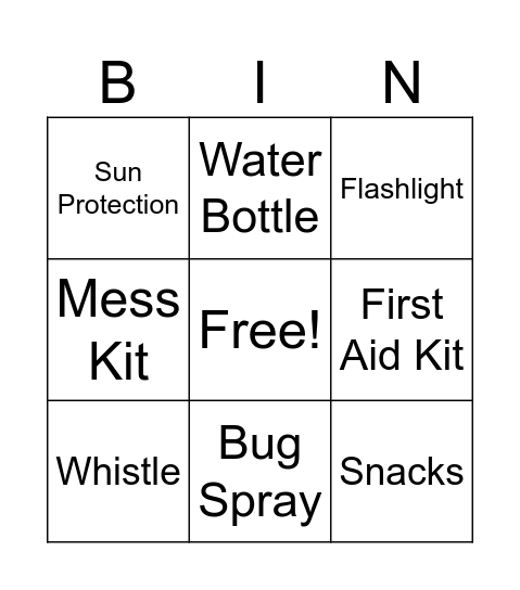 Scout Essential Bingo Card