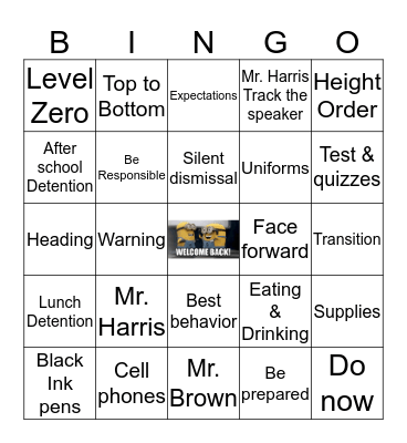 First Week Bingo  Bingo Card