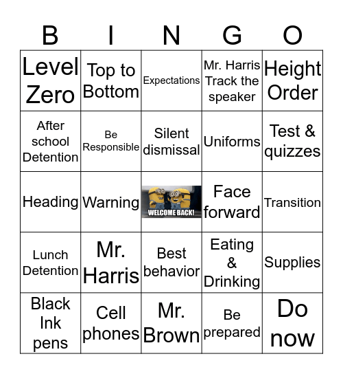 First Week Bingo  Bingo Card
