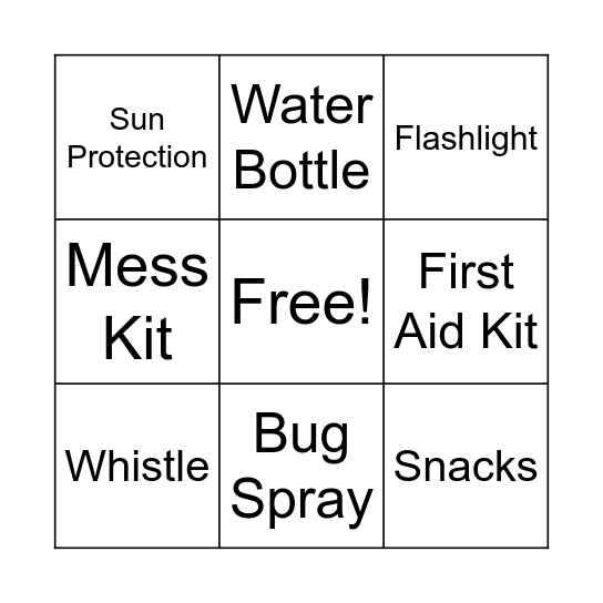 Scout Essential Bingo Card