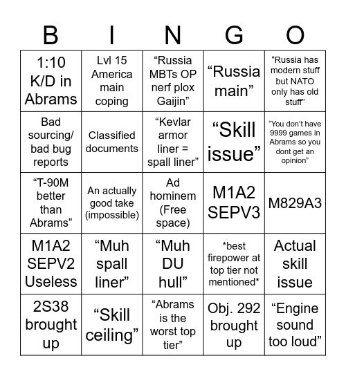 Abrams Bingo Card