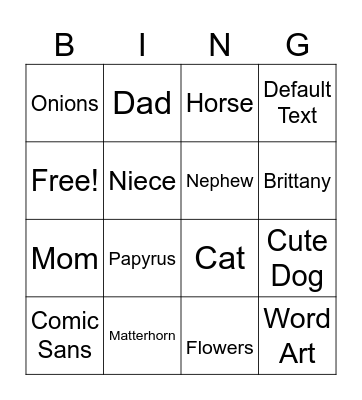 Rusty's About Me Bingo Card