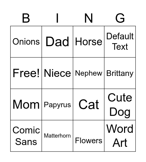 Rusty's About Me Bingo Card