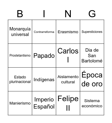 Imperio Español BINGO Card