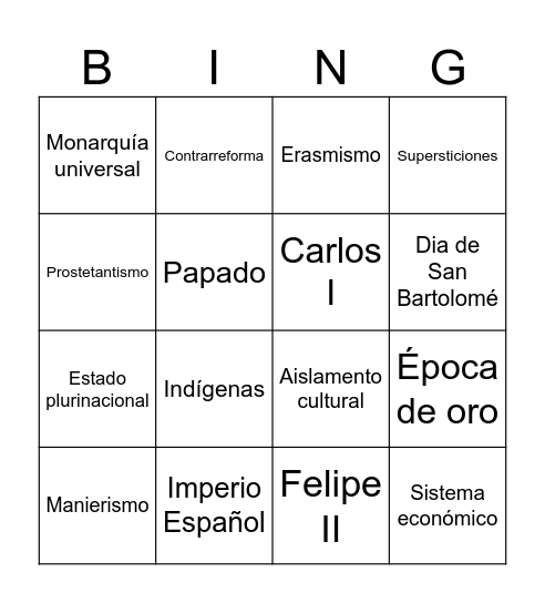 Imperio Español BINGO Card