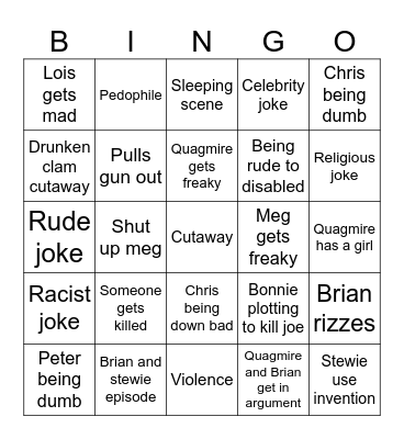 FAMILY GUY BINGO Card