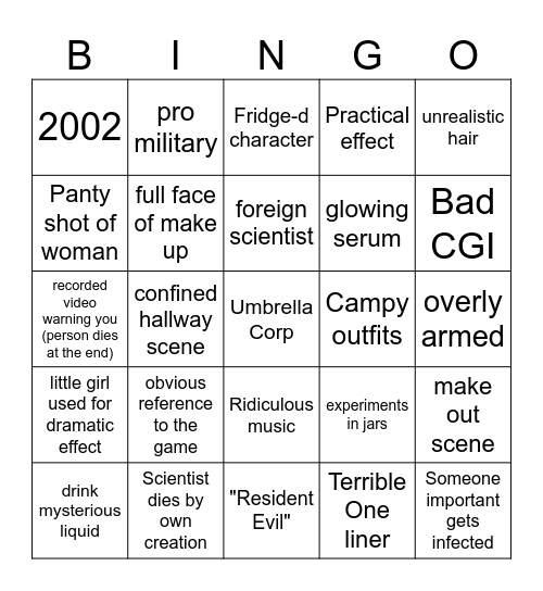 Resident Evil Bingo Card