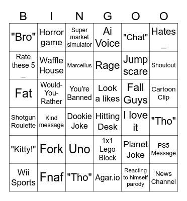 Caseoh Bingo Card