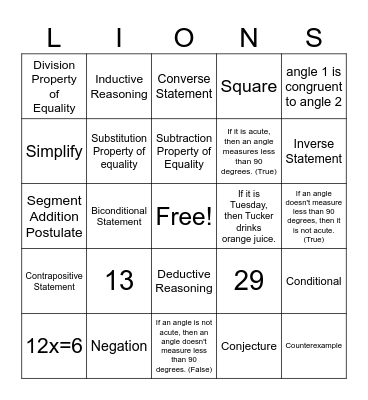 Unit 2 Exam Bingo Card