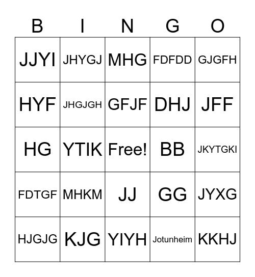 BINGO DA MITOLOGIA NÓRDICA Bingo Card