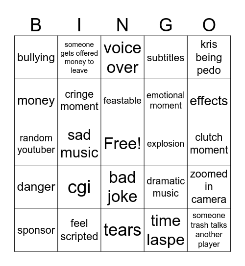 mr beast bingo Card